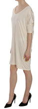 Cream Round Neck Knee Length Dress Costume National
