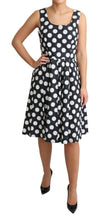 Black Polka Dotted Cotton A-Line Dress Dolce & Gabbana