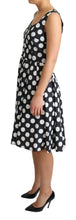 Black Polka Dotted Cotton A-Line Dress Dolce & Gabbana
