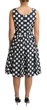 Black Polka Dotted Cotton A-Line Dress Dolce & Gabbana