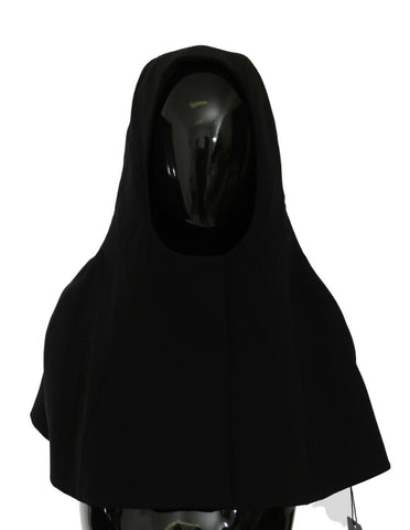 Black Wool Whole Head Hooded Scarf Hat Dolce & Gabbana