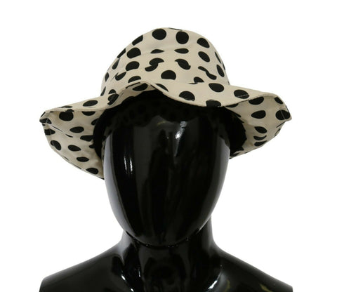 White 100% Cotton Polka Dot Design Trilby Hat Dolce & Gabbana