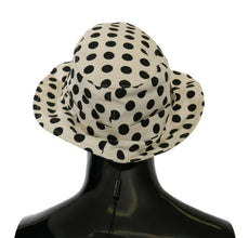 White 100% Cotton Polka Dot Design Trilby Hat Dolce & Gabbana