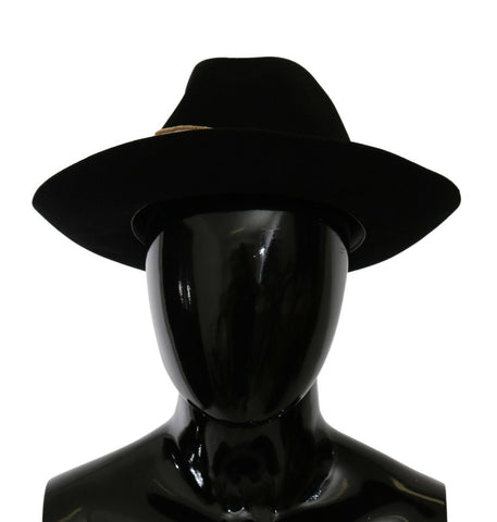 Black Lapin Amor Gignit Wide Brim Panama Hat Dolce & Gabbana