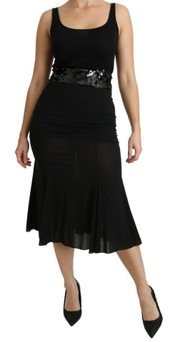 Black Mermaid High Waist Midi Silk Skirt Dolce & Gabbana