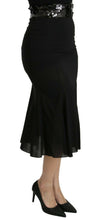 Black Mermaid High Waist Midi Silk Skirt Dolce & Gabbana