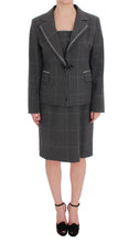 Gray Checkered Cotton Blazer Dress Set Suit BENCIVENGA