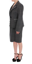Gray Checkered Cotton Blazer Dress Set Suit BENCIVENGA