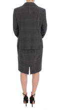 Gray Checkered Cotton Blazer Dress Set Suit BENCIVENGA