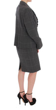 Gray Checkered Cotton Blazer Dress Set Suit BENCIVENGA