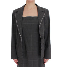 Gray Checkered Cotton Blazer Dress Set Suit BENCIVENGA