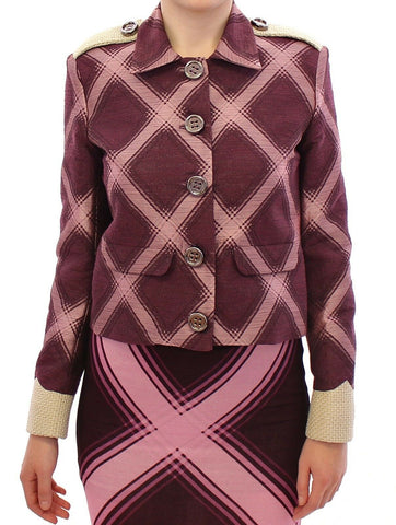 Check Trench Coat Blazer Purple Jacket House of Holland
