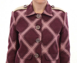 Check Trench Coat Blazer Purple Jacket House of Holland