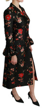 Black Floral Embroidered Jacket Coat Dolce & Gabbana