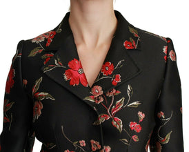 Black Floral Embroidered Jacket Coat Dolce & Gabbana