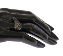 Silver Womens Black CZ Rhodium 925 Ring Nialaya