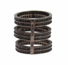 Black CZ Rhodium 925 Silver Ring Nialaya