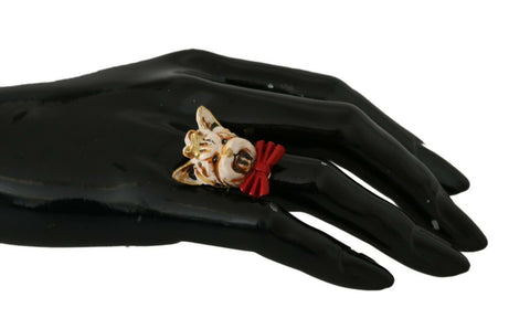 Gold Brass Resin Beige Dog Pet Branded Accessory Ring Dolce & Gabbana
