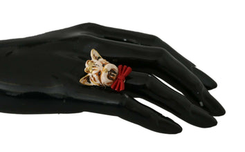 Gold Brass Resin Beige Dog Pet Branded Accessory Ring Dolce & Gabbana