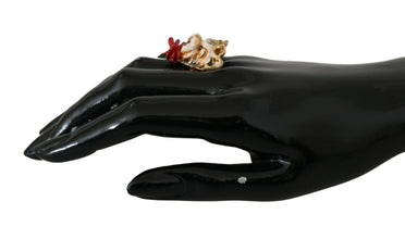 Gold Brass Resin Beige Dog Pet Branded Accessory Ring Dolce & Gabbana