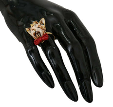 Gold Brass Resin Beige Dog Pet Branded Accessory Ring Dolce & Gabbana