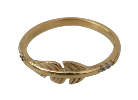Gold Feather Clear CZ 925 Silver Women Nialaya