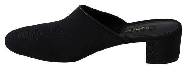Black Grosgrain Slides Sandals Women Shoes Dolce & Gabbana