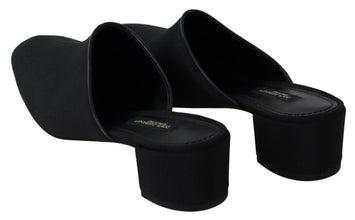 Black Grosgrain Slides Sandals Women Shoes Dolce & Gabbana