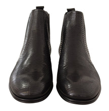 Black Leather Lizard Skin Ankle Boots Dolce & Gabbana