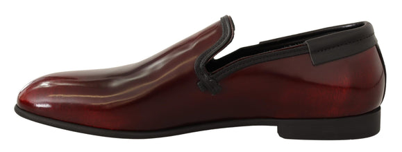 Bordeaux Patent Leather Dress Loafers Shoes Dolce & Gabbana