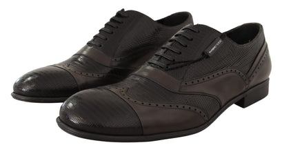 Brown Lizard Skin Leather Oxford Dress Shoes Dolce & Gabbana