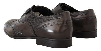 Brown Lizard Skin Leather Oxford Dress Shoes Dolce & Gabbana