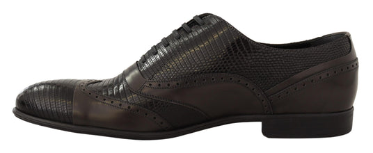 Brown Lizard Skin Leather Oxford Dress Shoes Dolce & Gabbana