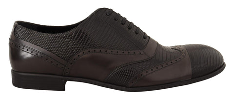 Brown Lizard Skin Leather Oxford Dress Shoes Dolce & Gabbana