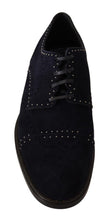 Blue Suede Leather Derby Studded Shoes Dolce & Gabbana
