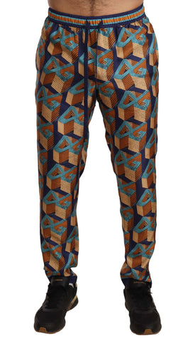 Multicolor Patterned Joggers Silk Pants Dolce & Gabbana