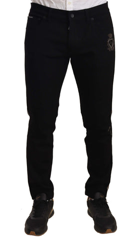 Black Skinny Fit Denim Side Band Jeans Pant Dolce & Gabbana