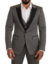 Black White Check 3 Piece Set MARTINI Suit Dolce & Gabbana