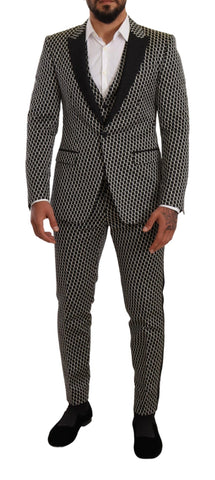 Black White Check 3 Piece Set MARTINI Suit Dolce & Gabbana