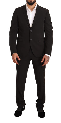Black Polyester Slim 2 Piece Set TAGLIENTE Suit Domenico Tagliente