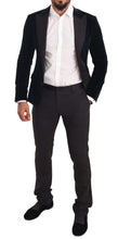 Blue Velvet Cotton Slim Fit Smoking Suit Dolce & Gabbana