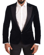 Blue Velvet Cotton Slim Fit Smoking Suit Dolce & Gabbana