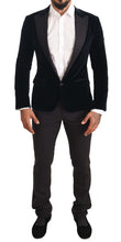 Blue Velvet Cotton Slim Fit Smoking Suit Dolce & Gabbana