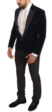 Blue Velvet Cotton Slim Fit Smoking Suit Dolce & Gabbana