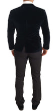 Blue Velvet Cotton Slim Fit Smoking Suit Dolce & Gabbana
