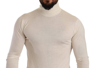 Cream Cashmere Turtleneck Pullover Sweater Dolce & Gabbana