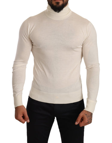 Cream Cashmere Turtleneck Pullover Sweater Dolce & Gabbana