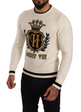 White Heraldic Cashmere Pullover Sweater Dolce & Gabbana