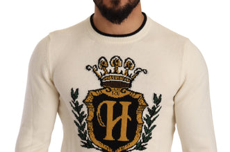 White Heraldic Cashmere Pullover Sweater Dolce & Gabbana