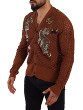 Brown Leopard Butterfly Cardigan Sweater Dolce & Gabbana
